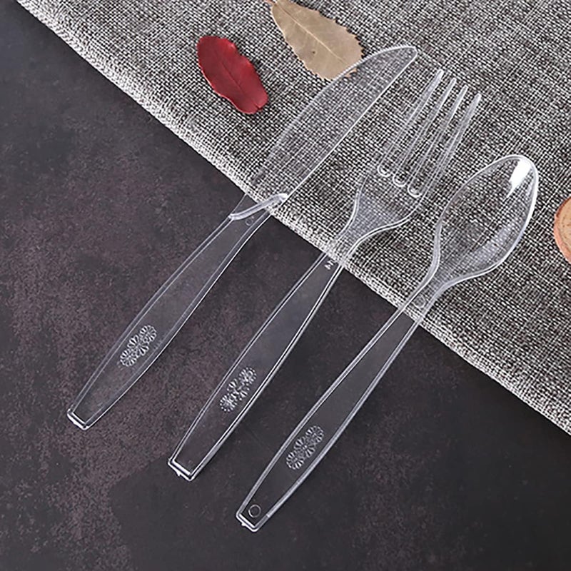 MOACOCK 200 Count Clear Plastic Knives, Heavy Weight Disposable Spoons Cutlery Plastic Utensils, Clear PlasticSilverware Bulk - Image 4